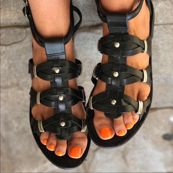 Anthropologie Shoes - Distressed Leather Roman Caged Gladiator Sandal